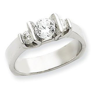 Ann Harrington Jewelry 14k White Gold .26 Ct Tw 3 Stone Diamond Ring, 5 mm (for 1/2 Ct) Round Semi Setting Jewelry