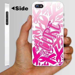 iPhone 5 Case   Pink Ribbon/Breast Cancer Theme "Find a Cure/Pink Ribbon"   White Protective Case Cell Phones & Accessories