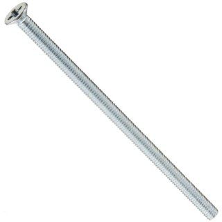 Steel Machine Screw, Zinc Plated Finish, Flat Head, Phillips Drive, Meets DIN 965, 70mm Length, Fully Threaded, M4 0.7 Metric Coarse Threads (Pack of 25)