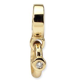 14k Yellow Gold Charm CZ Engagement Ring Dangle Bead Jewelry