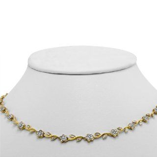 0.80ct. Round Diamond Flower/Leaf Design Necklace in 16" Solid 14kt Yellow Gold   SKU OL268 03 Jewelry