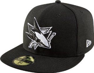 NHL San Jose Sharks Basic Black and White 59Fifty Cap  Sports Fan Baseball Caps  Clothing