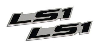 2 x (pair/set) LS1 Embossed BLACK on Highly Polished Silver Real Aluminum Auto Emblem Badge Nameplate for Chevrolet Chevy Corvette C5 Camaro Z28 SS Pontiac Firebird Formula Trans Am GTO Holden Special Vehicles Clubsport R8 SE VT VX Y Series Grange GTS Malo