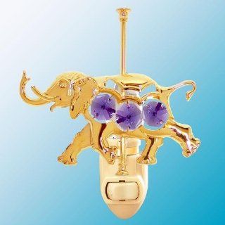24k Gold Carousel Elephant Night Light   Purple Swarovski Crystal Baby