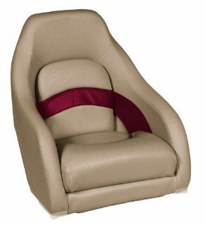 Wise Pontoon Captains Bucket Seat, Mocha/Red/Taupe  Boat Seats  Sports & Outdoors