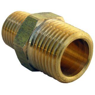 LASCO 17 8729 3/8 Inch Male Pipe Thread by 1/4 Inch Male Pipe Thread Brass Hex Nipple   Pipe Fittings  