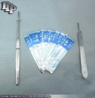 2 Scalpel Handle #7, #3 +20 Stainless Steel Surgical Sterile Blades #11 
