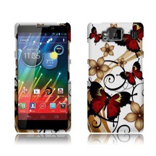 Motorola Droid Razr HD XT926 Butterflies With Flower Rubberized Cover Cell Phones & Accessories