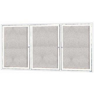 Outdoor Illuminated Enclosed Bulleting Board Frame Color White, Number of Doors Three, Size 36" H x 72" W  Bulletin Boards 