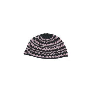 Black Frik Kippah with Black and Pink Stripes and Air Holes (5 Units)   Novelty Knit Caps