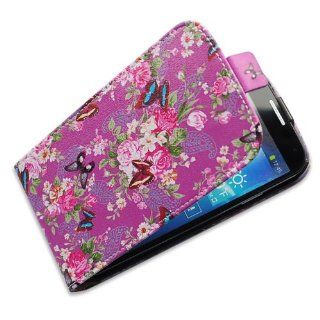 Bfun Packing Butterfly Purple Flip Leather Cover Case for Samsung Galaxy S4 i9500 Cell Phones & Accessories