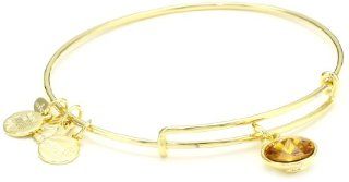 Alex and Ani "Bangle Bar" November Birthstone Yellow Gold Expandable Bracelet Jewelry