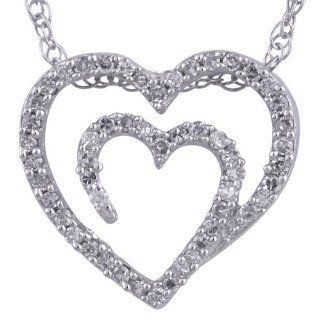 1/5 Ct. TW Diamond Shared Heart Pendant in Sterling Silver Jewelry