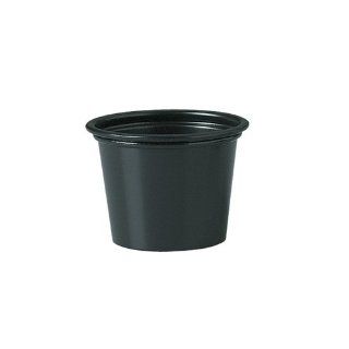 Solo P100E 0001 1 Oz. Black Souffle Plastic Cup (Case of 5000)