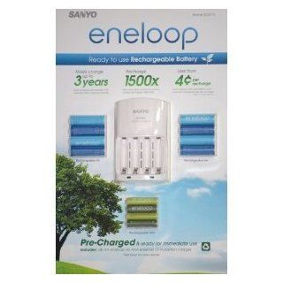 Sanyo Eneloop Ni MH Charger and 8 Rechargeable AA and 4 Rechargeable AAA Batteries Electronics