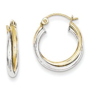 10k Yellow & White Gold Twist Hoop Earring, Best Quality Free Gift Box Satisfaction Guaranteed Jewelry