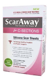 ScarAway C Section Scar Treatment Strips, Silicone Adhesive Soft Fabric   4 Sheets (7 X 1.5 Inch) Health & Personal Care
