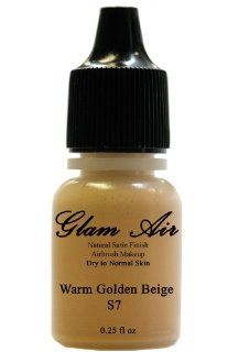 Glam Air Airbrush Makeup Foundation S7 Warm Golden Beige Satin Foundation Water based Makeup (977) (Ideal for Normal to Dry Skin)  Beauty