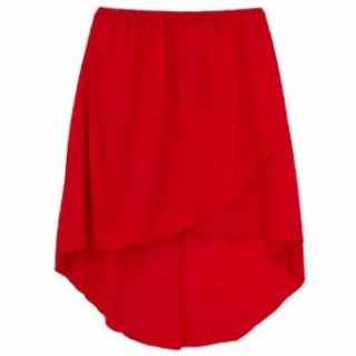 Luxury Divas Red Hi Low Hemline Casual Elastic Waist Wrap Skirt Size Medium