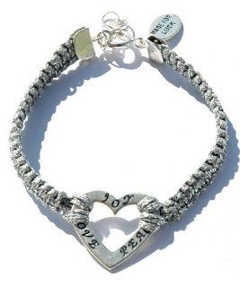 Peace, Love & Joy Heart Silver Bracelet Sterling Silver Heart Charm Jewelry