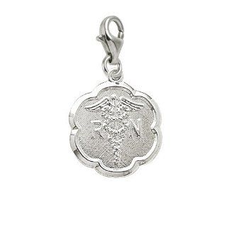 Rembrandt Charms Registered Nurse Charm with Lobster Clasp, Sterling Silver Clasp Style Charms Jewelry