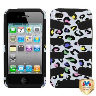 Hard Plastic Snap on Cover Fits Apple iPhone 4 4S Colorful Leopard Black Fishbone Plus A Free LCD Screen Protector AT&T, Verizon (does NOT fit Apple iPhone or iPhone 3G/3GS or iPhone 5/5S/5C) Cell Phones & Accessories