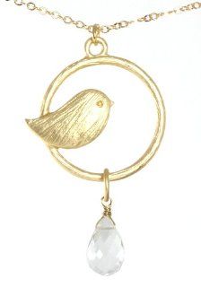 Cute Bird Goldtone Circle Pendant Necklace 18 Inch Plus Extender Jewelry