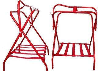 Lot of Two Folding Floor Saddle Racks Metal Red  Horse Saddle Accessories  Sports & Outdoors