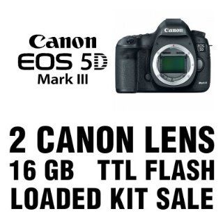 Canon EOS 5D Mark III Digital SLR Camera 4 Lens Kit with 28 90mm, 75 300mm, 58mm Wide Angle, 58mm 2X Telephoto, 16 GB and More  Digital Slr Camera Bundles  Camera & Photo