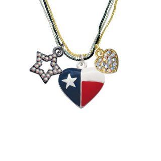 Texas Lone Star Heart RockStar Tri Color Necklace Delight Jewelry
