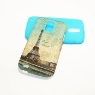 For Samsung Galaxy S2 S II T mobile T989 / Hercules 2 in 1 Hybrid Cover Case Eiffel Tower Paris PC + Blue Silicone Cell Phones & Accessories