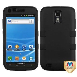 MyBat SAMT989HPCTUFFSO001NP Rubberized Rugged Hybrid TUFF Case for T Mobile Samsung Galaxy S2   Retail Packaging   Black/Black Cell Phones & Accessories