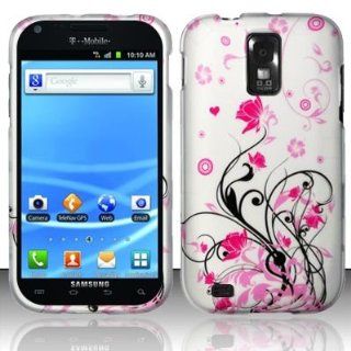 Samsung Galaxy S II 2 Hercules T989 Accessory   Black vines and Pink Lotus Flower Design Protective Hard Case Cover for Tmobile Cell Phones & Accessories