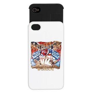 iPhone 4 or 4S Wallet Case White and Black Southern Girl Rebel Flag With Guns Cowgirl 