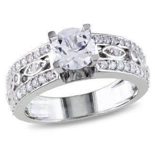Sterling Silver Created White Sapphire Engagement Ring Jewelry
