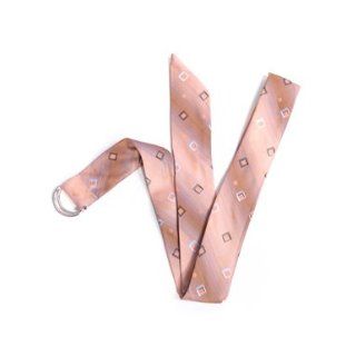 Double D Ring Self Tie Polyester Belt, Peach/Diamonds