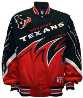 NFL Men's Houston Texans Slash Jacket (Deep Steel Blue/Battle Red, Small)  Sports Fan Outerwear Jackets  Clothing