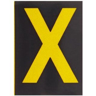 Brady 5890 X Bradylite 1 7/8" Height, 1 3/8 Width, B 997 Engineering Grade Bradylite Reflective Sheeting, Yellow On Black Reflective Letter, Legend "X" (Pack Of 25) Industrial Warning Signs