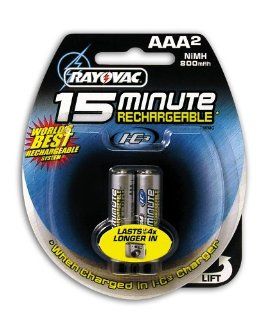 Rayovac I C3 15 Minute Rechargeable NiMH Batteries, AAA Size, 2 Count Packages (Pack of 3) Health & Personal Care