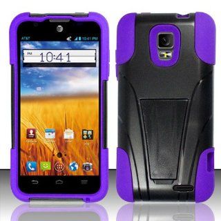For ZTE Mustang Z998 (AT&T) PC+SC HYBRID Cover w/ Kickstand   Purple HYB Cell Phones & Accessories