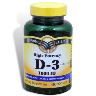 Spring Valley   Vitamin D 3 1000 IU, 450 Softgels Health & Personal Care