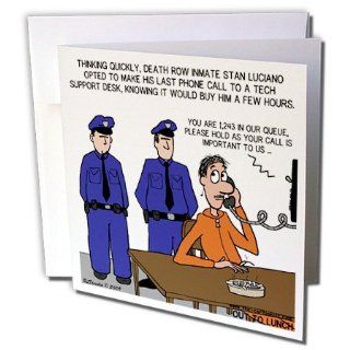 gc_5278_2 Rich Diesslins Funny Out to Lunch Cartoons   Death Row Call to Tech Support   How to Live Longer   Greeting Cards 12 Greeting Cards with envelopes 