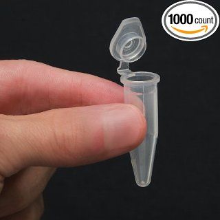 Microcentrifuge Tubes, Clear, Sterile, Pack of 1, 000 Science Lab Micro Centrifuge Tubes