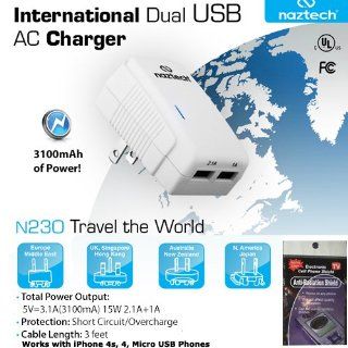 Samsung Galaxy S3, SIII International Dual USB Travel Charger AC Charging System. Rapidly charge two devices when traveling worldwide and here at home. 3 Foot Cable and Radiation Shield Included. Cell Phones & Accessories