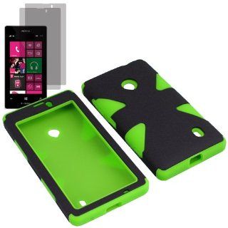 BW Dynamic Protector Hard Shield Snap On Case for T Mobile, AT&T, MetroPCS Nokia Lumia 521 520 x2 Fitted Screen Protector  Neon Green Cell Phones & Accessories