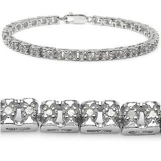 0.80 Carat Genuine White Diamond Sterling Silver Bracelet Jewelry