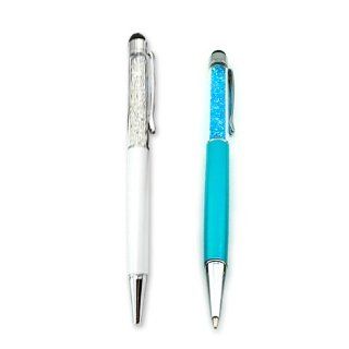 iClover 2in1 (both stylus and writing pen) Long white&light blue crystal pen combination& capacitive touch Screen stylus for iPhone 4/4g/5/iPod Touch/iPad Mini/2/3/Samsung Galaxy Note Series Cell Phones & Accessories