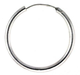 Sterling Silver Endless Hoop Earrings, thick 3 mm tube 1 3/8 inch round Jewelry
