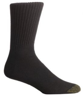 Gold Toe Men's Cotton Crew Athletic Sock, Black, 3  Pack, size 10 13 Clothing