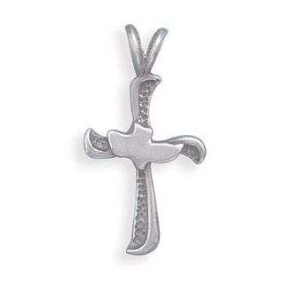 Oxidized Cross with Dove Pendant Jewelry